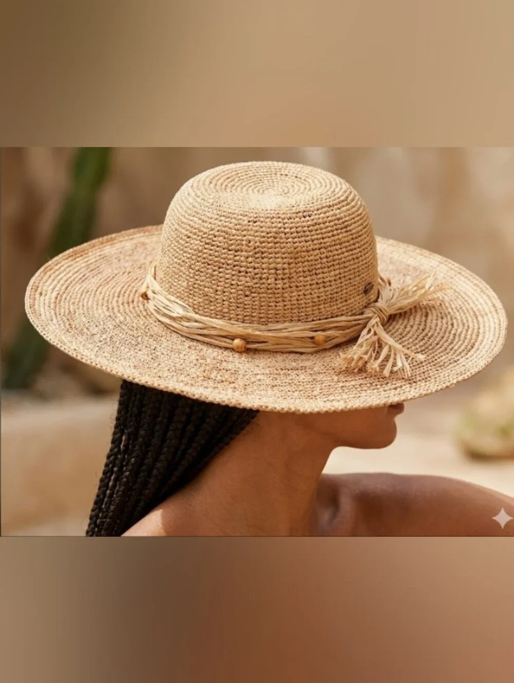 Scala Natural Straw Wide-Brim Sun Hat with Raffia Band